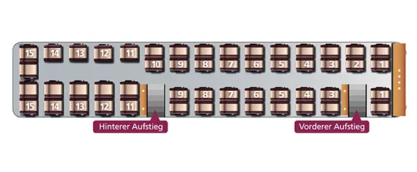 Sitzplan 5★ Bistro-Bus Van Hool Oberdeck