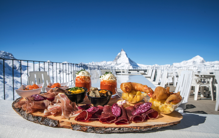 Jause nahe der Gornergrat Bahn am Matterhorn