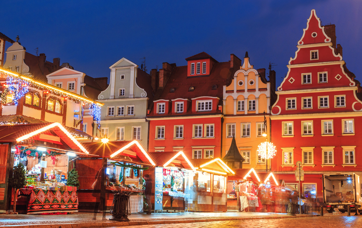 Weihnachtsnachtmarkt in Breslau, Polen