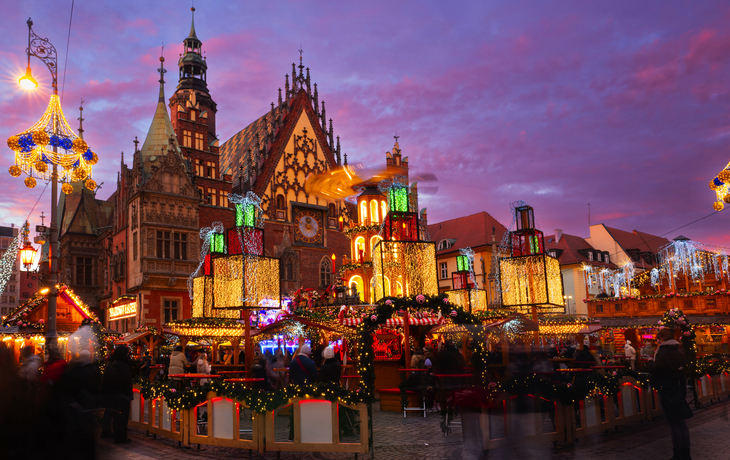 Weihnachtsmarkt in der Altstadt von Breslau, Polen