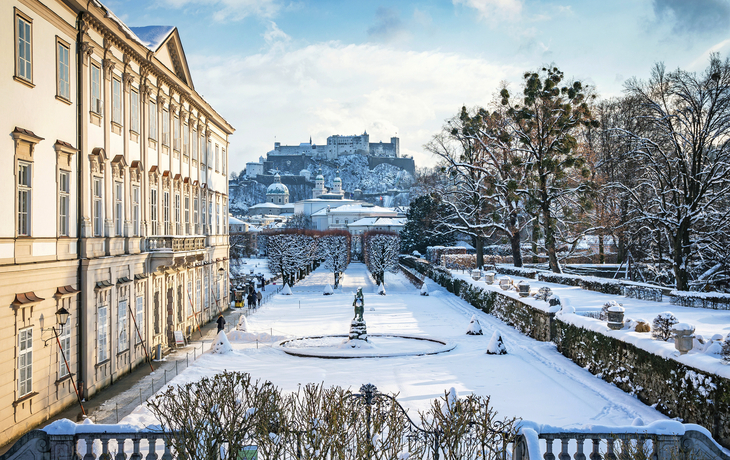 Blick von Schloss Mirabell auf Festung Hohensalzburg