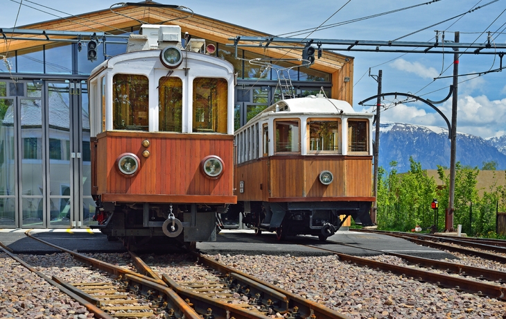 Historische Waggons der Rittner Schmalspurbahn