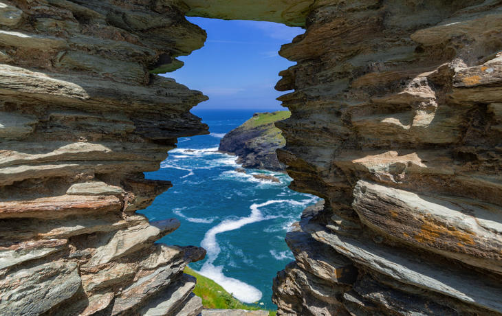 Burg Tintagel an der Westküste Cornwalls, Vereinigtes Königreich