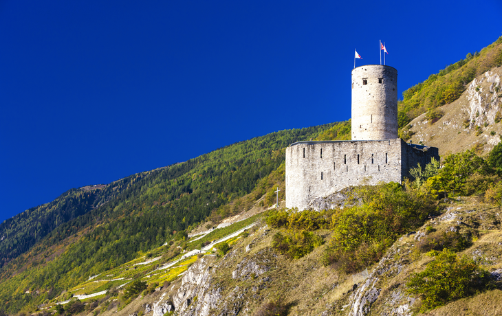 Burg La Bâtiaz in Martigny im Kanton Wallis, Schweiz