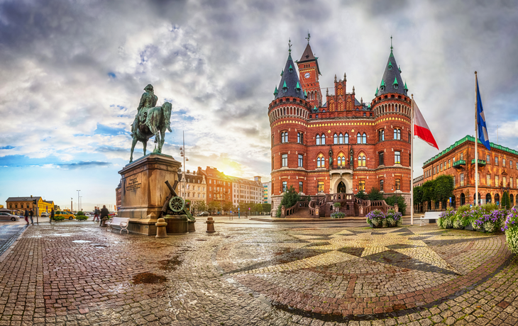 Ansicht über das Rathaus von Helsingborg in Schweden