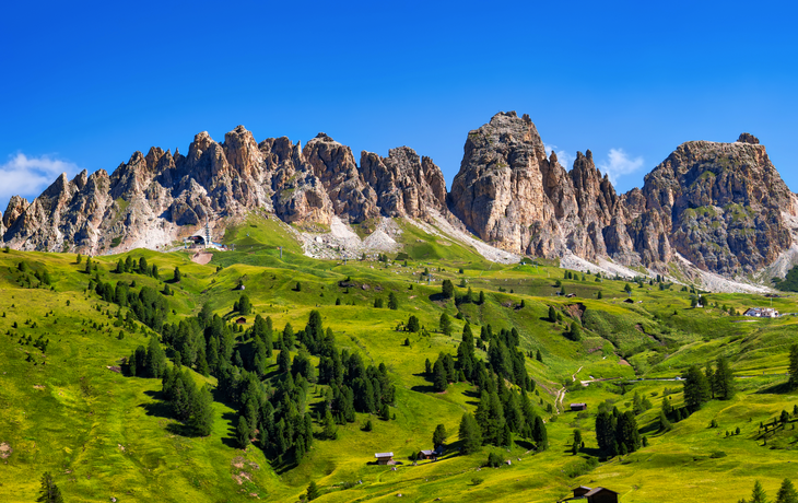 das Grödnertal in den Dolomiten in Südtirol, Italien